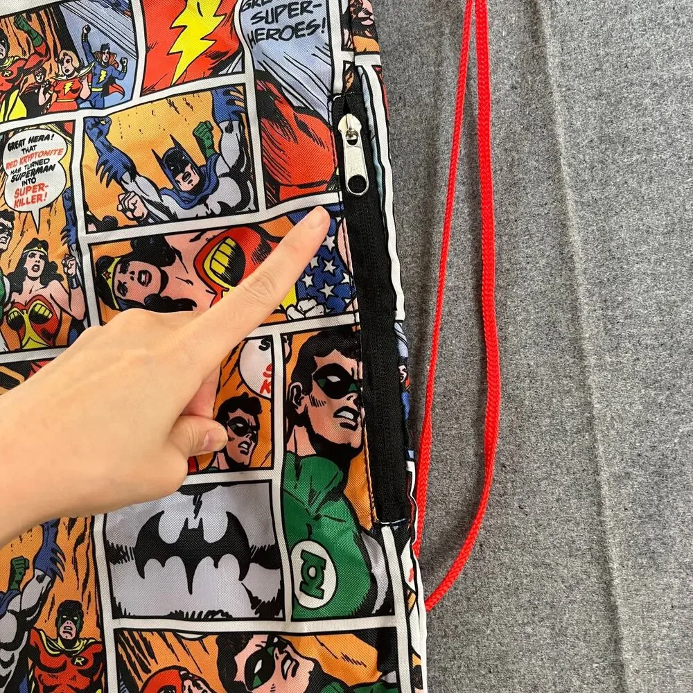 DC Comics Pull String Bag Backpack Multi Color